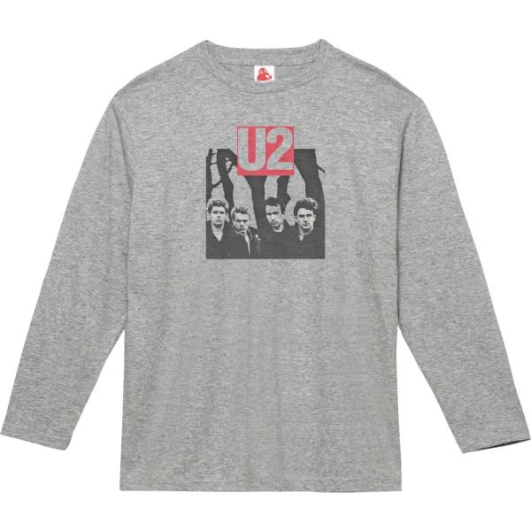 U2 音楽Tシャツ ロックTシャツ バンドTシャツ 長袖Tシャツ ロングスリーブ グレー