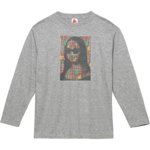 モダンなモナリザ　デザイン・アート　長袖Tシャツ　ロングスリーブ　グレー｜uekitaya