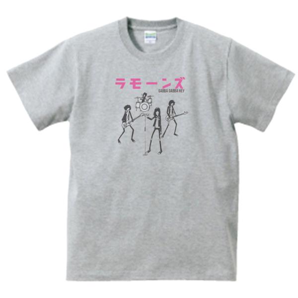 ラモーンズ　音楽Tシャツ ロックTシャツ バンドTシャツ　グレー