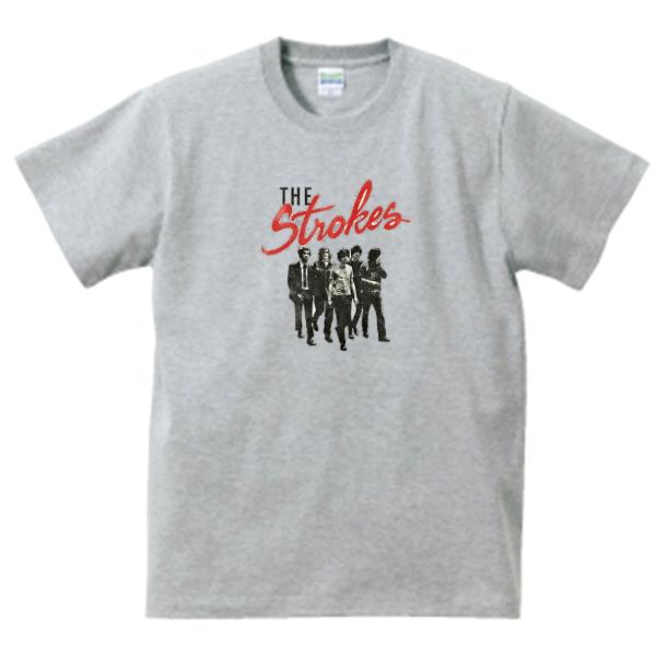 The Strokes　音楽Tシャツ ロックTシャツ バンドTシャツ　グレー