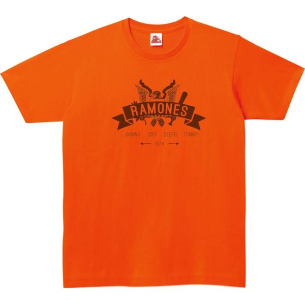 RAMONES　音楽Tシャツ ロックTシャツ バンドTシャツ オレンジ