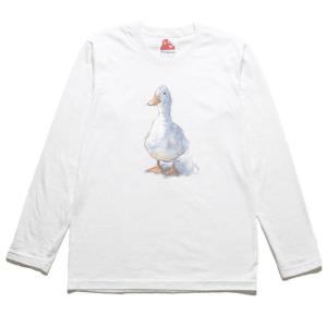 アヒル　動物・生き物　長袖Tシャツ　ロングスリーブ｜uekitaya