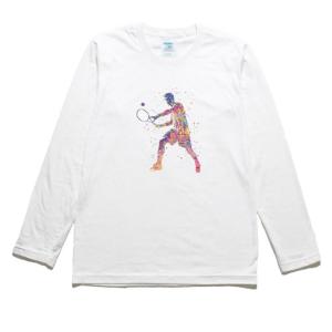 テニスプレーヤー　デザイン・アート　長袖Tシャツ　ロングスリーブ｜uekitaya
