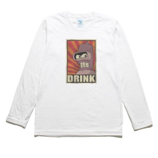 レトロポスター　DRINK　デザイン・アート　長袖Tシャツ　ロングスリーブ