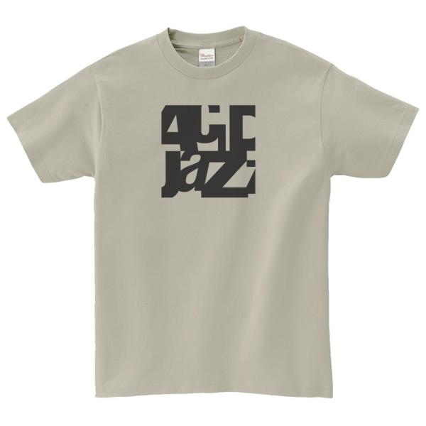 アシッドジャズ acid jazz　音楽Tシャツ ロックTシャツ バンドTシャツ　シルバーグレー