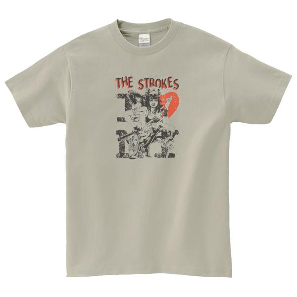 THE STROKES　音楽Tシャツ ロックTシャツ バンドTシャツ　シルバーグレー