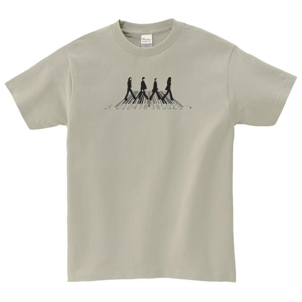 アビーロード　バーコード　音楽Tシャツ ロックTシャツ バンドTシャツ　シルバーグレー