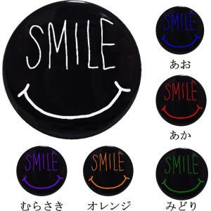 スマイル ニコちゃん 黒 缶バッジ （安全ピンタイプ直径38mm