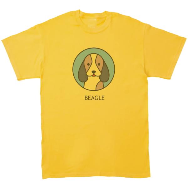ビーグル　犬　おもしろデザイン　Tシャツ　イエロー