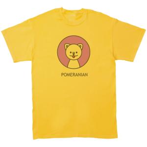 ポメラニアン　犬　おもしろデザイン　Tシャツ　イエロー｜uekitaya