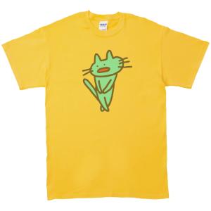 動物・生き物　ネコ　Tシャツ　イエロー｜uekitaya