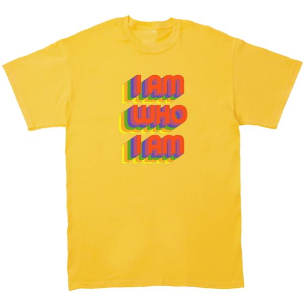 I AM WHO I AM　文字　Tシャツ　イエロー