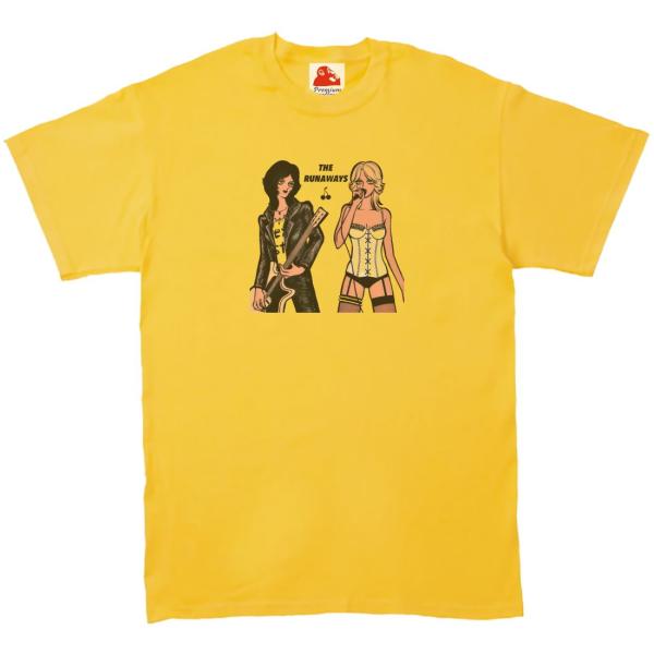 ザ ランナウェイズ The Runaways　音楽Tシャツ ロックTシャツ バンドTシャツ　イエロー