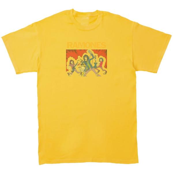 ラモーンズ　RAMONES　音楽Tシャツ ロックTシャツ バンドTシャツ　イエロー