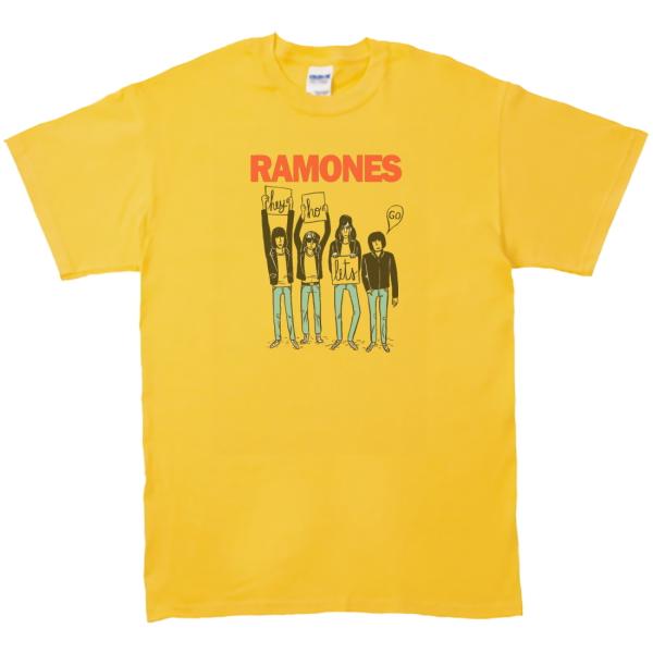 RAMONES  ラモーンズ　音楽Tシャツ ロックTシャツ バンドTシャツ　イエロー