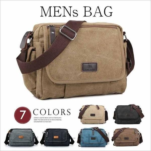 ショルダーバッグ メンズ 斜めがけ 2way 帆布 帆布バッグ キャンパス カジュアル アウトドアメ...