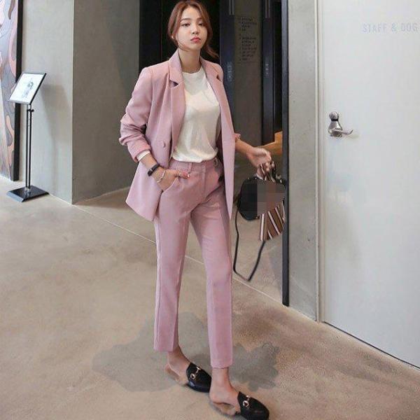 【大特価】スーツ レディース ピンク 上下セット 結婚式 二次会 お呼ばれ 通勤OL テーラードジャ...