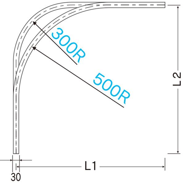 岡田装飾金物 D30カーブレール スチール 800x800x300R