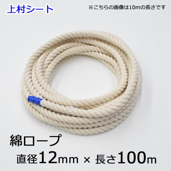 綿ロープ コットンロープ 12mmx長さ100m