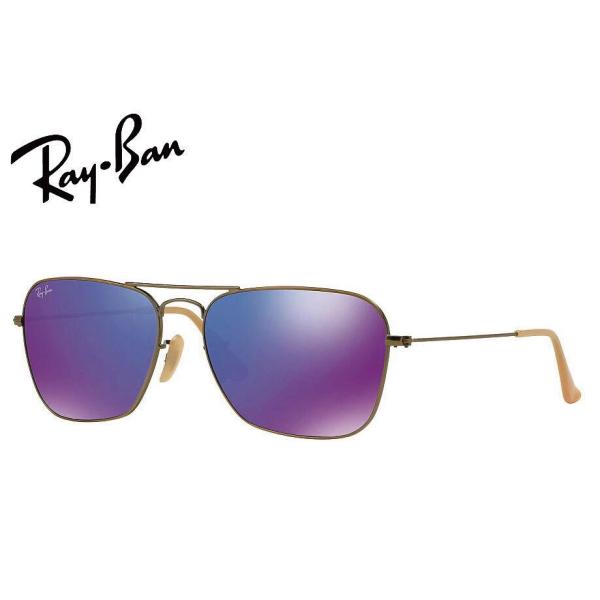 レイバン CARAVAN ブラッシュブロンズデミグロス/クリスタルグレーパープルミラー RB3136...