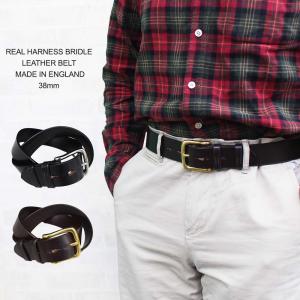 REAL HARNESS リアルハーネス BRIDLE LEATHER BELT MADE IN ENGLAND ブライドルレザーベルト 38mm イギリス製｜ueno-yayoi