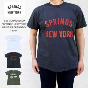 S&S CORNERSHOP "SPRINGS  NEW YORK" PRINT S/S CREWNECK T-SHIRT スプリングスニューヨーク プリント 6.1oz 半袖クルーネックＴシャツ｜ueno-yayoi