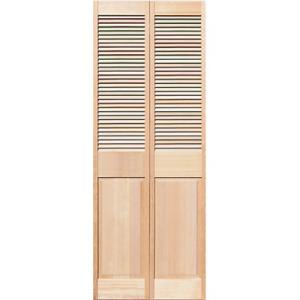 【クローゼットドア】木製バイフォールド ２枚パネル 幅599mm-1424 Louver Panel｜uenojyuken