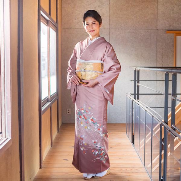 高級 色留袖レンタル　送料無料　ITS-MI203P 茶鼠色　万寿菊・楓 結婚式 貸衣装 色留袖 フ...