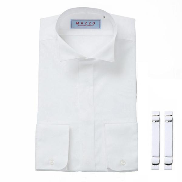 ウイングカラーシャツ＋アームバンドセット　タキシード　モーニング　結婚式　二次会　披露宴　発表会　演...