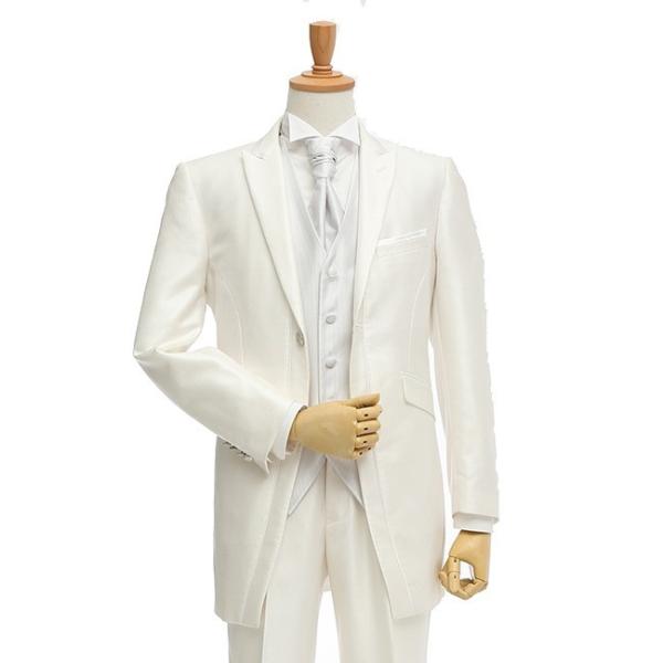 レンタル タキシード10点セット　TX-062_10ツーパンツ　白タキシード　送料無料　結婚式タキシ...