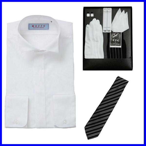 ウイングカラーシャツ＋フルセット（ネクタイ+カフスボタン+アームバンド+手袋+靴下+3ピークチーフ）...