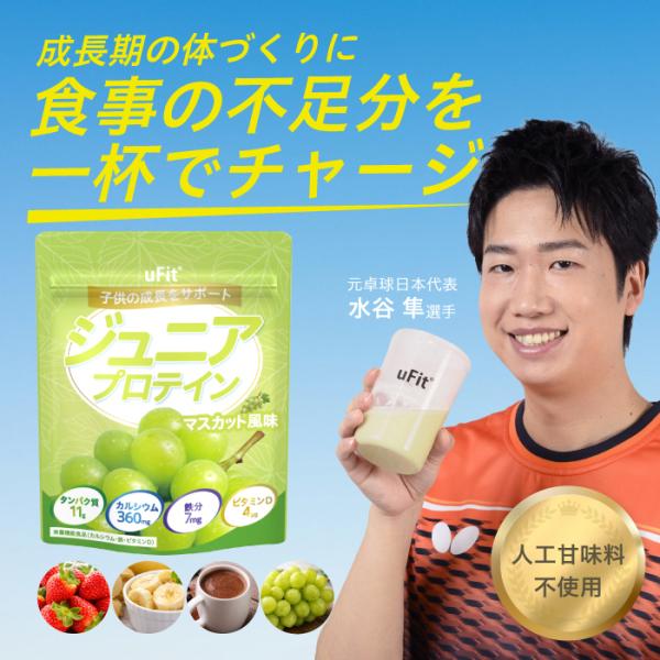 uFit ジュニアプロテイン 人工甘味料不使用 600g 30食 ココア バナナ マスカット いちご...