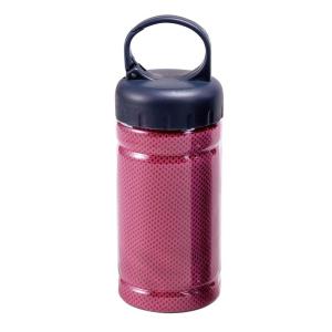 ボトル付クールタオル ピンク 冷却タオル ひんやり クール スポーツタオル 吸収 速乾 暑さ対策 振るだけ 熱中症対策