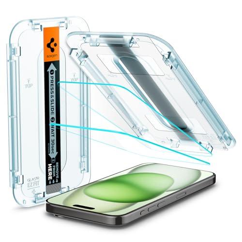 Spigen EZ Fit ガラスフィルム iPhone 15 Plus 用 貼り付けキット付き i...