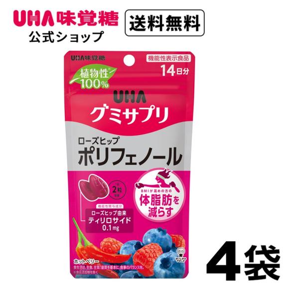 【公式】UHA味覚糖 機能性表示食品ＵＨＡグミサプリ ローズヒップポリフェノール １４日分 4袋