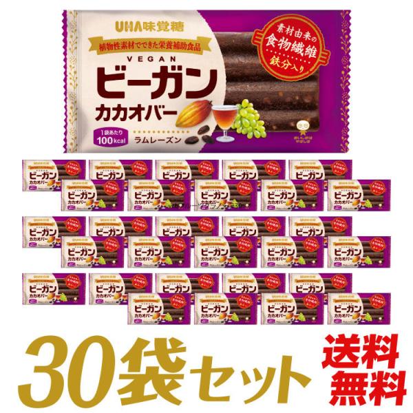 UHA味覚糖 ビーガンカカオバー ラムレーズン 30個セット