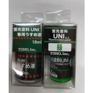 東邦産業 蛍光塗料UN 緑＋蛍光塗料UNI専用うすめ液 セット｜uido