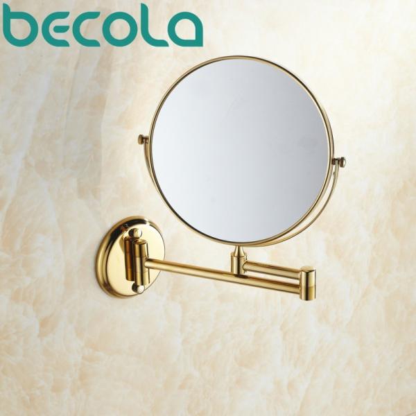 壁掛け鏡 ウォールミラー BECOLA ダブルサイド バスルーム 折りたたみ 真鍮 シェイブメイクミ...