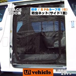 ハイエース  虫除け 防虫ネット サイド1面　右(運転席側) 標準ボディ用/ワイドボディ用 車中泊に!!　1型 〜 現行 【ユーアイビークル】