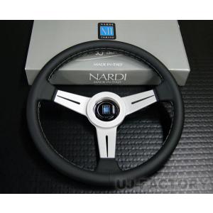 【正規品】NARDI CLASSIC ブラックレザー （クラシックレザー） ステアリング / N342　シルバースポーク 34φ （ホーンボタン付属） ナルディ｜uj-factory