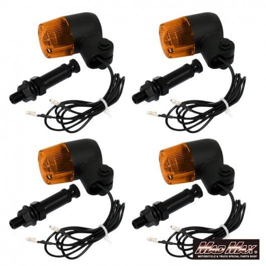 MADMAX 汎用 丸形ミニヨーロピアンウィンカー ブラック/オレンジ M10*73mm 取付ステー...