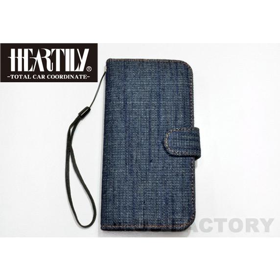 【定形外可】 HEARTILY ◆手帳型デニムスマホカバー◆  インディゴブルー  （iPhone6...