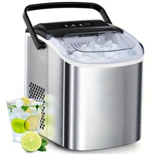 保冷に優れた ステンレス製 高速 製氷機 上級モデル 最短6分 1.2L アイスバスケット、アイススクープ付 静音 軽量コンパクト 小型 家庭用