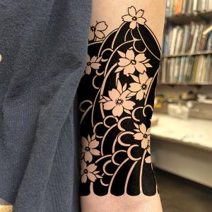 タトゥーシール 桜 波 刺青シール 和柄 フェ...の詳細画像1