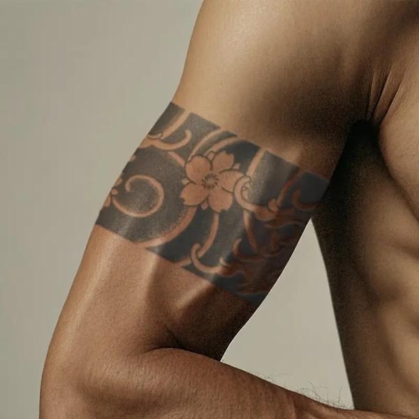 タトゥーシール 桜 さくら 腕 和柄 耐久性あり 1枚 約 8cm×22cm リアル 和彫 (HL-...