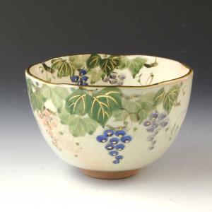 清水焼 京焼 抹茶碗 ぶどう 京都の高級 手作り 和食器