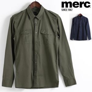 メルクロンドン Merc London 長袖シャツ ミリタリー 2色 カーキ ネイビー W1 プレミアム