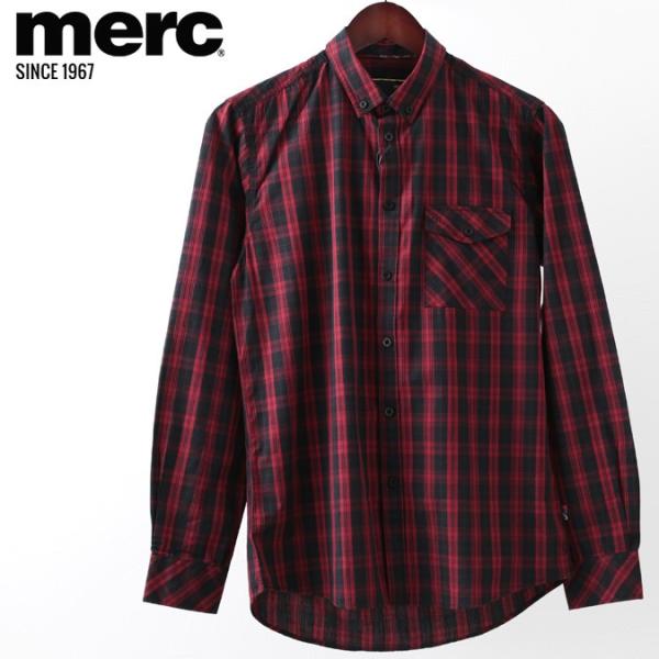 メルクロンドン Merc London 長袖シャツ チェック ポケット W1 プレミアム ブラックレ...
