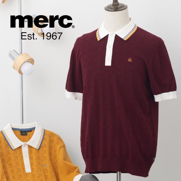 メルクロンドン 半袖ニットポロシャツ ポインテルパネル  透かし編み 矢印柄 ポインター コットン ...