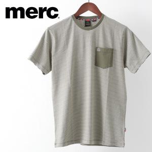 メルクロンドン メンズ Tシャツ Merc London ストライプ ボーダー ポケット付 W1 プレミアム ダークセージ モッズファッション ギフト トラッド｜ukclozest